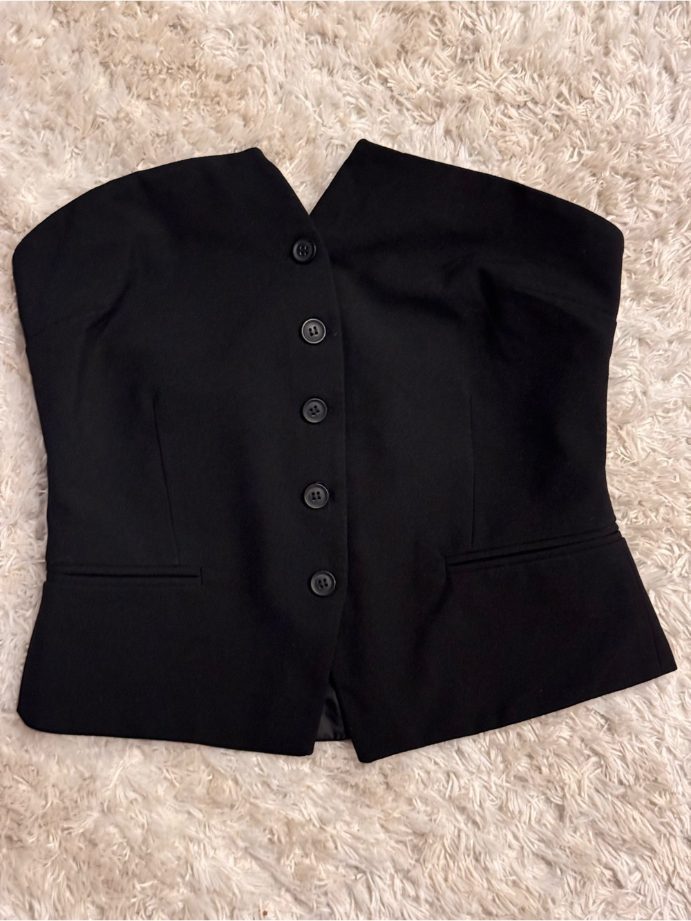 Black Strapless Button-Front Women's Bustier Jacket Corset Vest